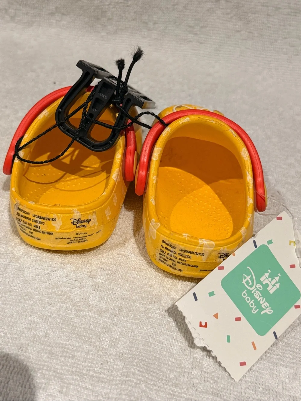 Disney Yellow Winnie the Pooh Kids Clogs with Red Strap